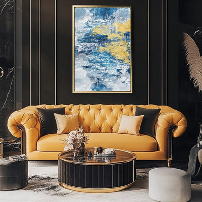 Canvas Wall Art Stretched Over Wooden Frame with Floating Frame and Mixed Colours Abstract Painting CV4200 - Al Rugaib Furniture