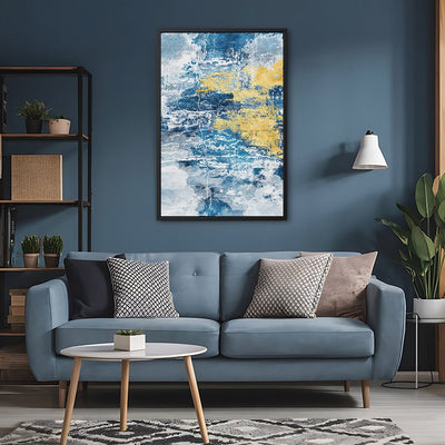 Canvas Wall Art Stretched Over Wooden Frame with Floating Frame and Mixed Colours Abstract Painting CV4200 - Al Rugaib Furniture