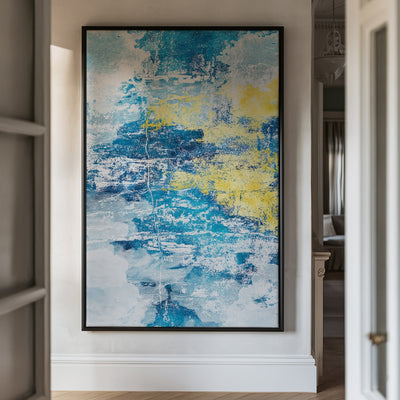 Canvas Wall Art Stretched Over Wooden Frame with Floating Frame and Mixed Colours Abstract Painting CV4200 - Al Rugaib Furniture