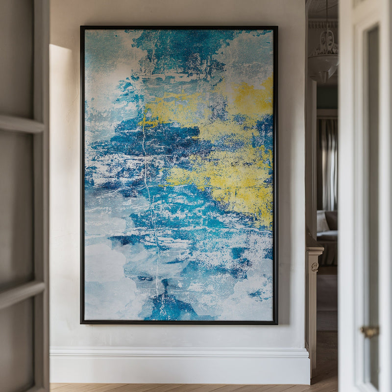 Canvas Wall Art Stretched Over Wooden Frame with Floating Frame and Mixed Colours Abstract Painting CV4200 - Al Rugaib Furniture