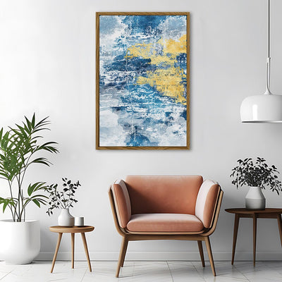 Canvas Wall Art Stretched Over Wooden Frame with Floating Frame and Mixed Colours Abstract Painting CV4200 - Al Rugaib Furniture