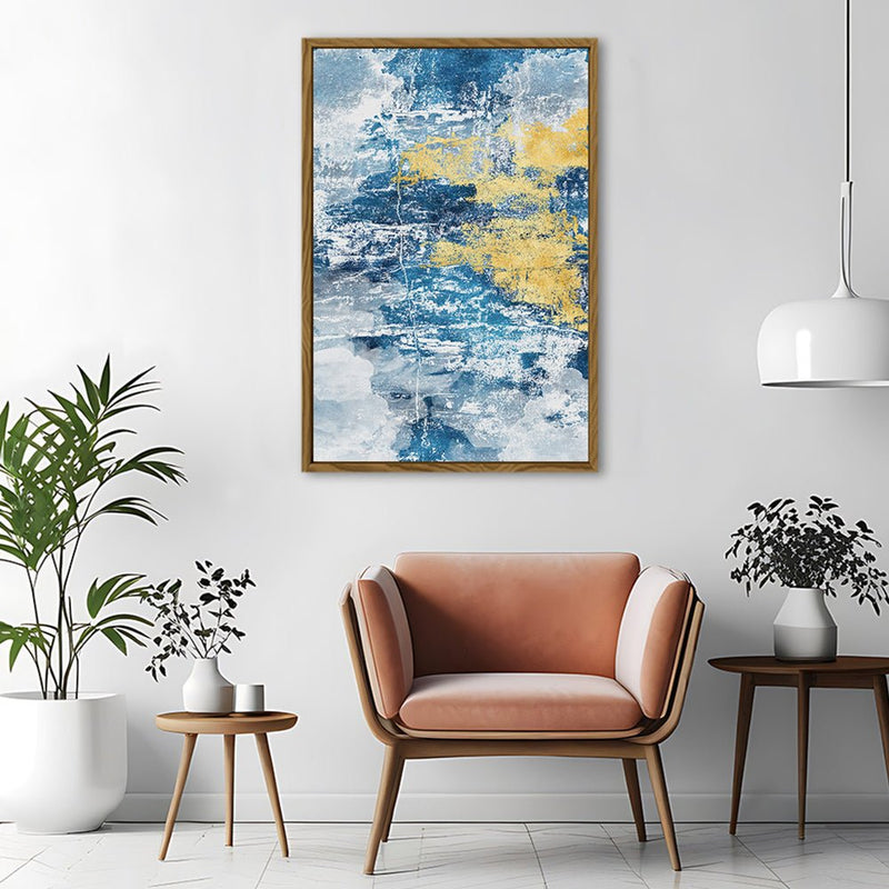Canvas Wall Art Stretched Over Wooden Frame with Floating Frame and Mixed Colours Abstract Painting CV4200 - Al Rugaib Furniture