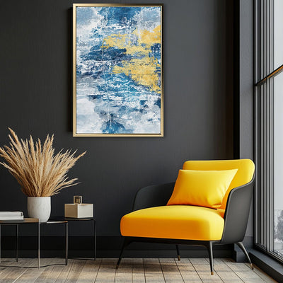 Canvas Wall Art Stretched Over Wooden Frame with Floating Frame and Mixed Colours Abstract Painting CV4200 - Al Rugaib Furniture