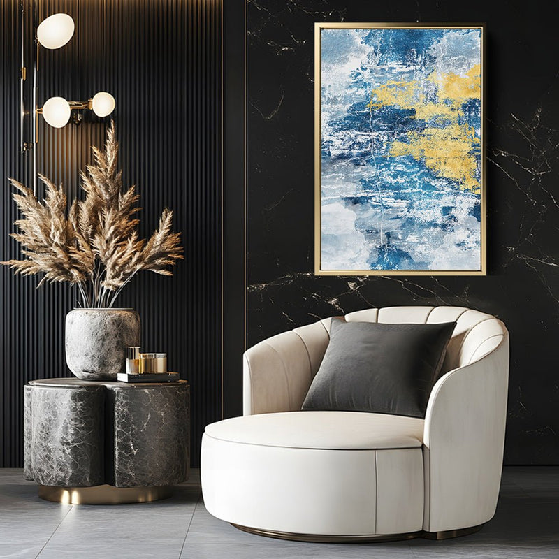 Canvas Wall Art Stretched Over Wooden Frame with Floating Frame and Mixed Colours Abstract Painting CV4200 - Al Rugaib Furniture