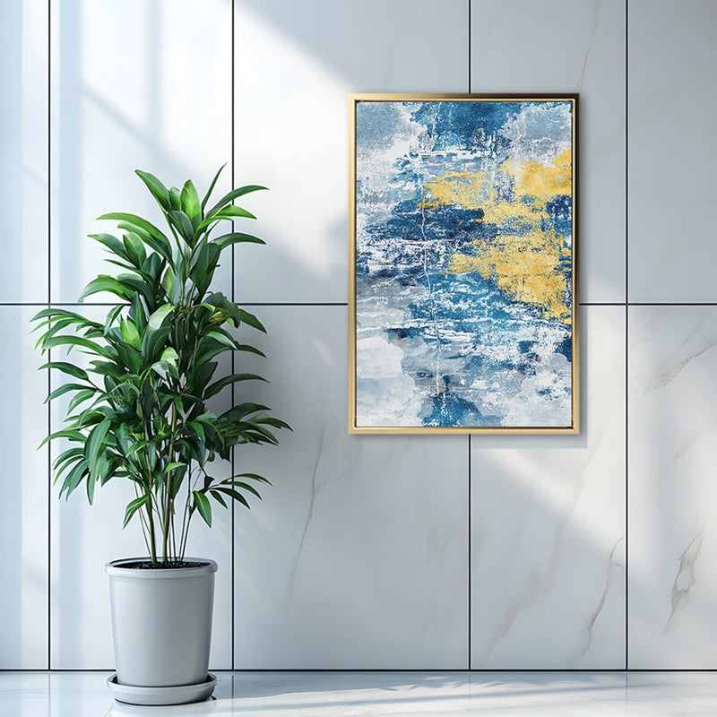 Canvas Wall Art Stretched Over Wooden Frame with Floating Frame and Mixed Colours Abstract Painting CV4200 - Al Rugaib Furniture