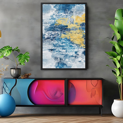 Canvas Wall Art Stretched Over Wooden Frame with Floating Frame and Mixed Colours Abstract Painting CV4200 - Al Rugaib Furniture