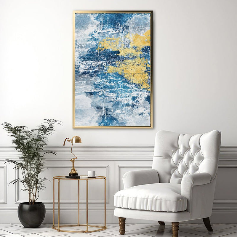 Canvas Wall Art Stretched Over Wooden Frame with Floating Frame and Mixed Colours Abstract Painting CV4200 - Al Rugaib Furniture
