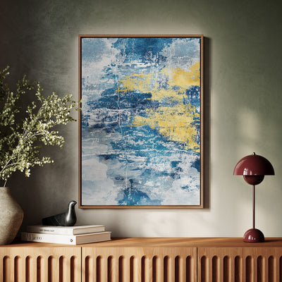 Canvas Wall Art Stretched Over Wooden Frame with Floating Frame and Mixed Colours Abstract Painting CV4200 - Al Rugaib Furniture