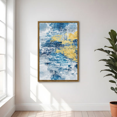 Canvas Wall Art Stretched Over Wooden Frame with Floating Frame and Mixed Colours Abstract Painting CV4200 - Al Rugaib Furniture