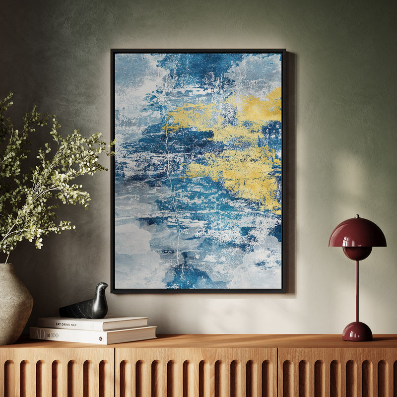 Canvas Wall Art Stretched Over Wooden Frame with Floating Frame and Mixed Colours Abstract Painting CV4200 - Al Rugaib Furniture