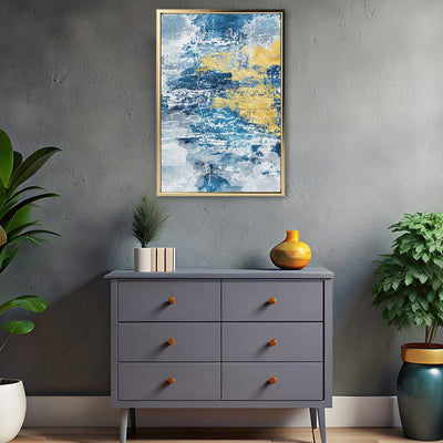 Canvas Wall Art Stretched Over Wooden Frame with Floating Frame and Mixed Colours Abstract Painting CV4200 - Al Rugaib Furniture