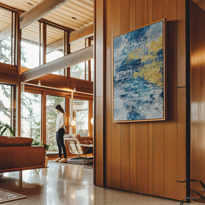 Canvas Wall Art Stretched Over Wooden Frame with Floating Frame and Mixed Colours Abstract Painting CV4200 - Al Rugaib Furniture