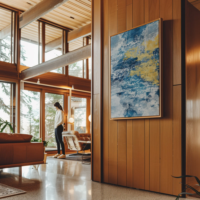 Canvas Wall Art Stretched Over Wooden Frame with Floating Frame and Mixed Colours Abstract Painting CV4200 - Al Rugaib Furniture