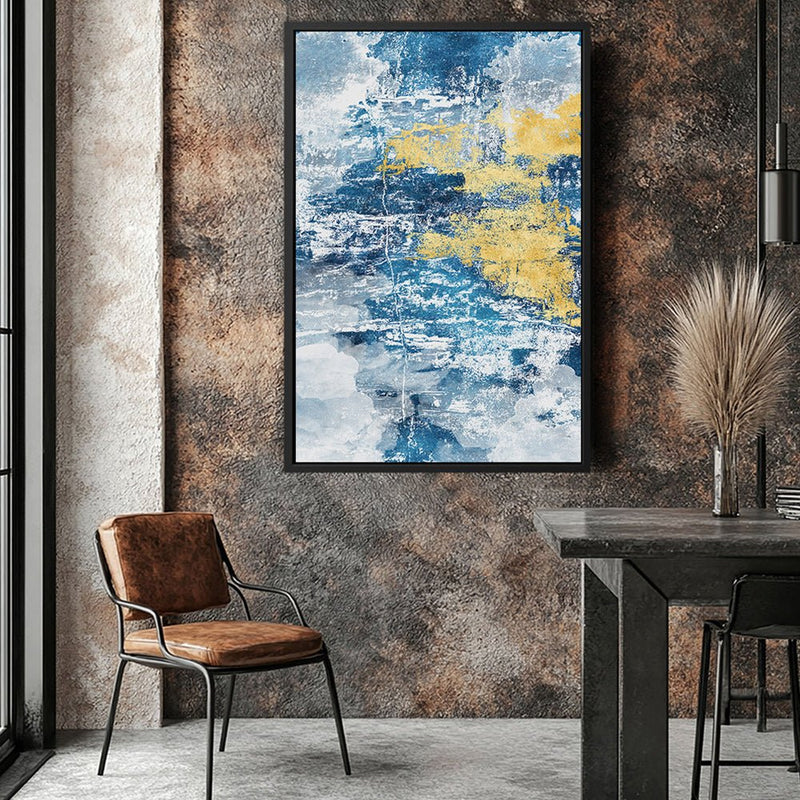 Canvas Wall Art Stretched Over Wooden Frame with Floating Frame and Mixed Colours Abstract Painting CV4200 - Al Rugaib Furniture