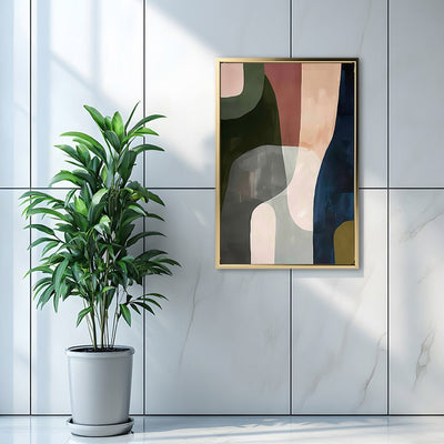 Canvas Wall Art Stretched Over Wooden Frame with Floating Frame and Mixed Colours Abstract Painting CV4201 - Al Rugaib Furniture