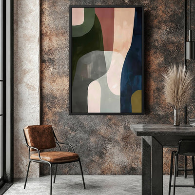 Canvas Wall Art Stretched Over Wooden Frame with Floating Frame and Mixed Colours Abstract Painting CV4201 - Al Rugaib Furniture
