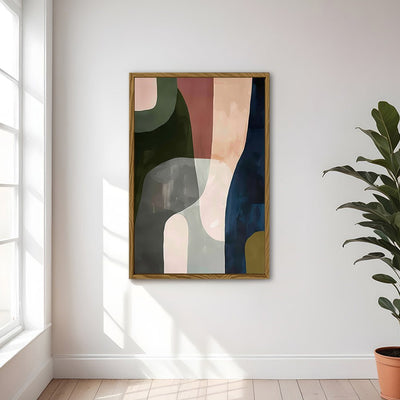 Canvas Wall Art Stretched Over Wooden Frame with Floating Frame and Mixed Colours Abstract Painting CV4201 - Al Rugaib Furniture