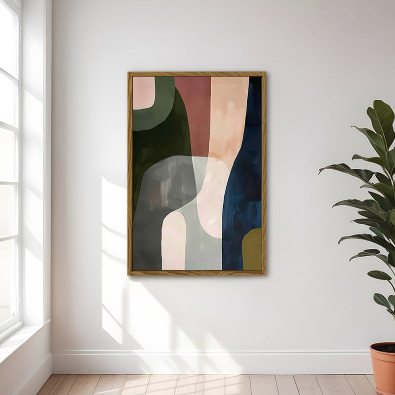 Canvas Wall Art Stretched Over Wooden Frame with Floating Frame and Mixed Colours Abstract Painting CV4201 - Al Rugaib Furniture