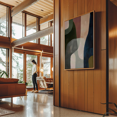 Canvas Wall Art Stretched Over Wooden Frame with Floating Frame and Mixed Colours Abstract Painting CV4201 - Al Rugaib Furniture