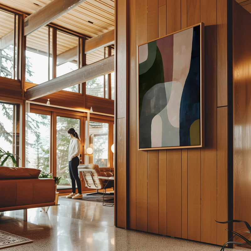 Canvas Wall Art Stretched Over Wooden Frame with Floating Frame and Mixed Colours Abstract Painting CV4201 - Al Rugaib Furniture