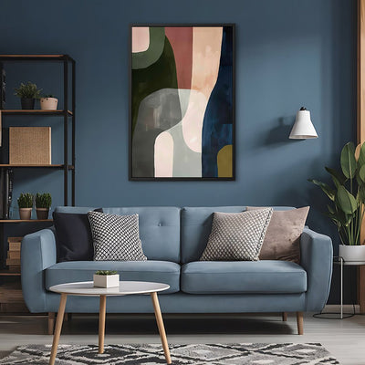 Canvas Wall Art Stretched Over Wooden Frame with Floating Frame and Mixed Colours Abstract Painting CV4201 - Al Rugaib Furniture