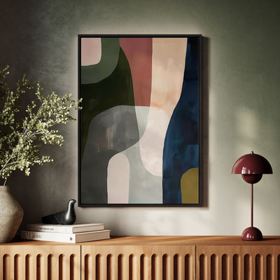 Canvas Wall Art Stretched Over Wooden Frame with Floating Frame and Mixed Colours Abstract Painting CV4201 - Al Rugaib Furniture