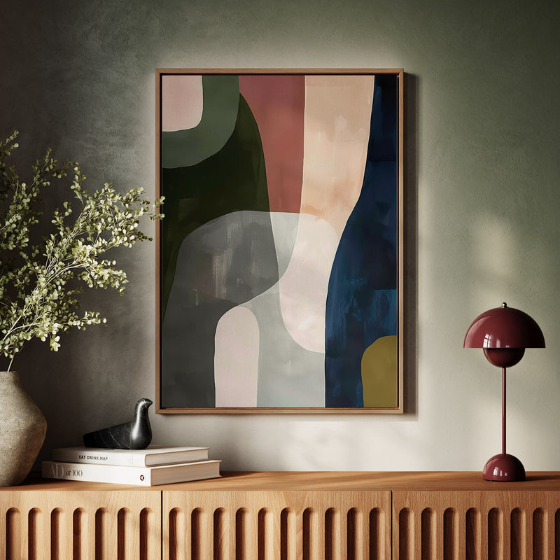 Canvas Wall Art Stretched Over Wooden Frame with Floating Frame and Mixed Colours Abstract Painting CV4201 - Al Rugaib Furniture