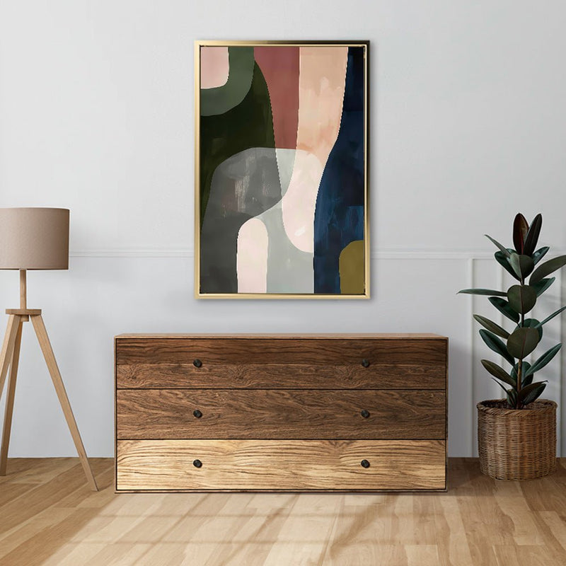 Canvas Wall Art Stretched Over Wooden Frame with Floating Frame and Mixed Colours Abstract Painting CV4201 - Al Rugaib Furniture