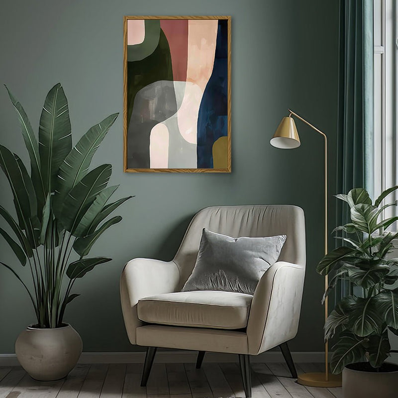 Canvas Wall Art Stretched Over Wooden Frame with Floating Frame and Mixed Colours Abstract Painting CV4201 - Al Rugaib Furniture