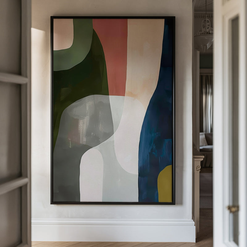 Canvas Wall Art Stretched Over Wooden Frame with Floating Frame and Mixed Colours Abstract Painting CV4201 - Al Rugaib Furniture