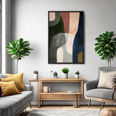 Canvas Wall Art Stretched Over Wooden Frame with Floating Frame and Mixed Colours Abstract Painting CV4201 - Al Rugaib Furniture