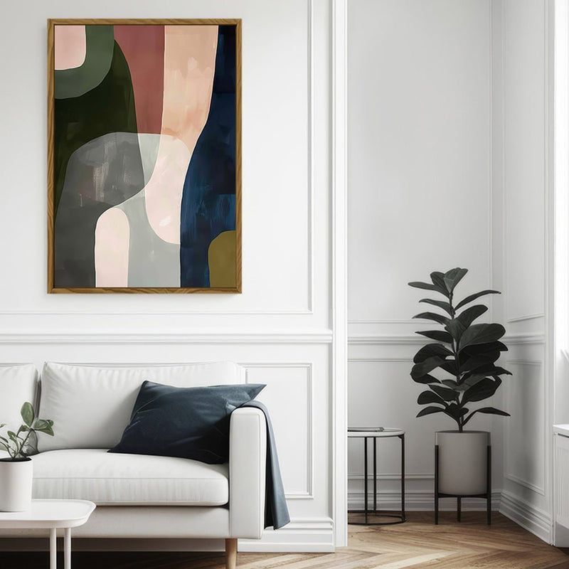 Canvas Wall Art Stretched Over Wooden Frame with Floating Frame and Mixed Colours Abstract Painting CV4201 - Al Rugaib Furniture