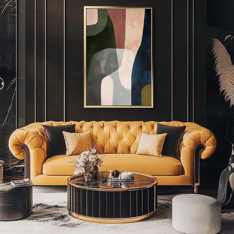 Canvas Wall Art Stretched Over Wooden Frame with Floating Frame and Mixed Colours Abstract Painting CV4201 - Al Rugaib Furniture