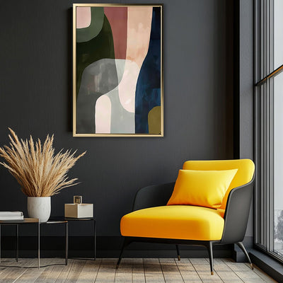 Canvas Wall Art Stretched Over Wooden Frame with Floating Frame and Mixed Colours Abstract Painting CV4201 - Al Rugaib Furniture