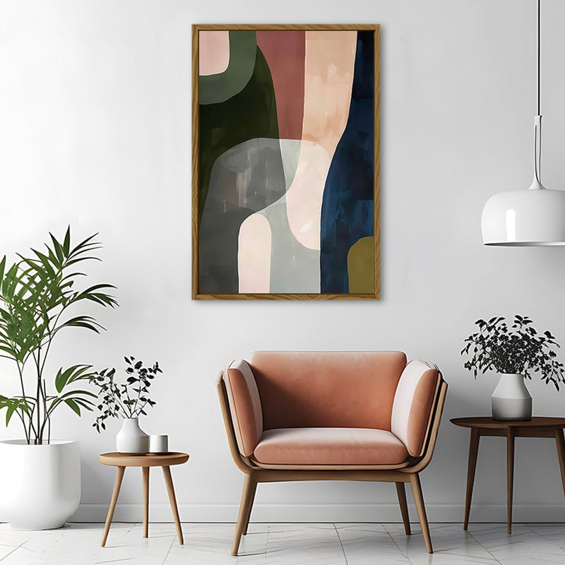 Canvas Wall Art Stretched Over Wooden Frame with Floating Frame and Mixed Colours Abstract Painting CV4201 - Al Rugaib Furniture