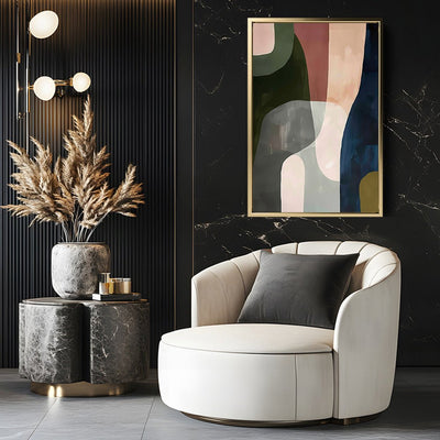 Canvas Wall Art Stretched Over Wooden Frame with Floating Frame and Mixed Colours Abstract Painting CV4201 - Al Rugaib Furniture