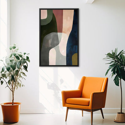 Canvas Wall Art Stretched Over Wooden Frame with Floating Frame and Mixed Colours Abstract Painting CV4201 - Al Rugaib Furniture