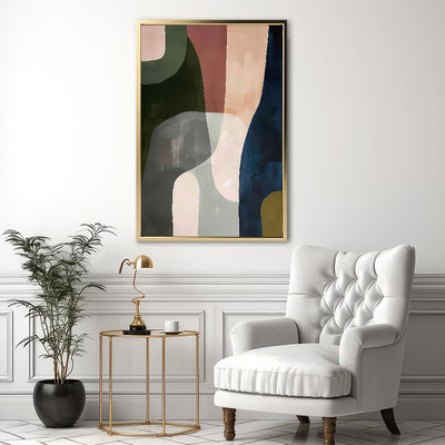 Canvas Wall Art Stretched Over Wooden Frame with Floating Frame and Mixed Colours Abstract Painting CV4201 - Al Rugaib Furniture