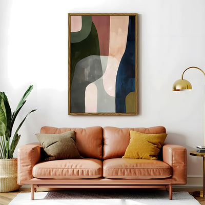 Canvas Wall Art Stretched Over Wooden Frame with Floating Frame and Mixed Colours Abstract Painting CV4201 - Al Rugaib Furniture