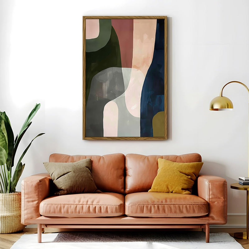 Canvas Wall Art Stretched Over Wooden Frame with Floating Frame and Mixed Colours Abstract Painting CV4201 - Al Rugaib Furniture