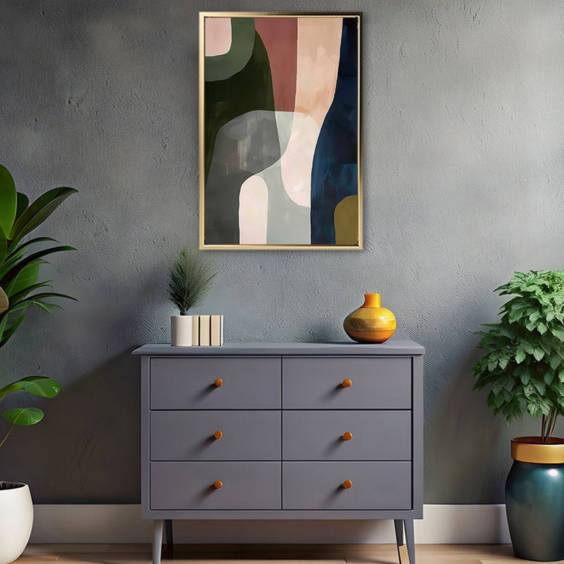 Canvas Wall Art Stretched Over Wooden Frame with Floating Frame and Mixed Colours Abstract Painting CV4201 - Al Rugaib Furniture