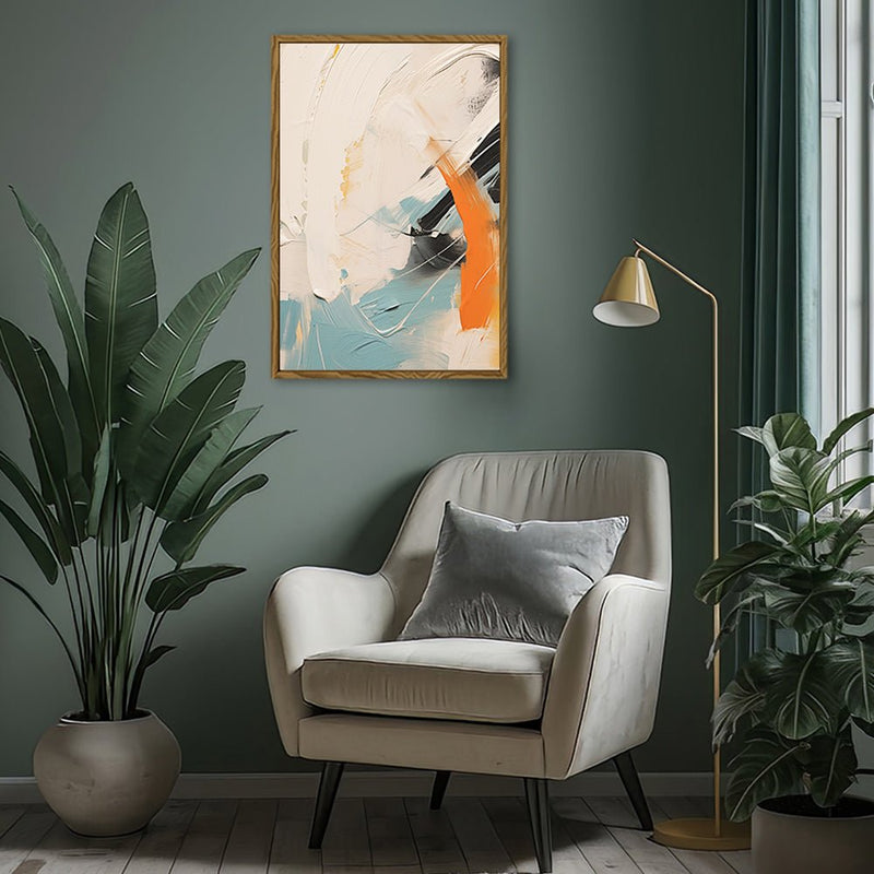 Canvas Wall Art Stretched Over Wooden Frame with Floating Frame and Mixed Colours Oil Painting CV4202 - Al Rugaib Furniture