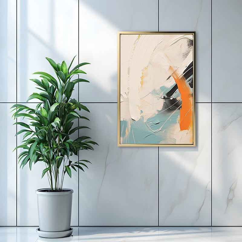 Canvas Wall Art Stretched Over Wooden Frame with Floating Frame and Mixed Colours Oil Painting CV4202 - Al Rugaib Furniture