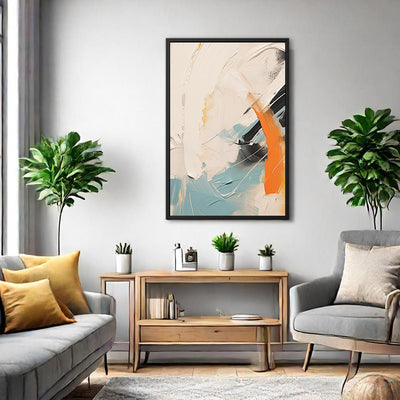 Canvas Wall Art Stretched Over Wooden Frame with Floating Frame and Mixed Colours Oil Painting CV4202 - Al Rugaib Furniture