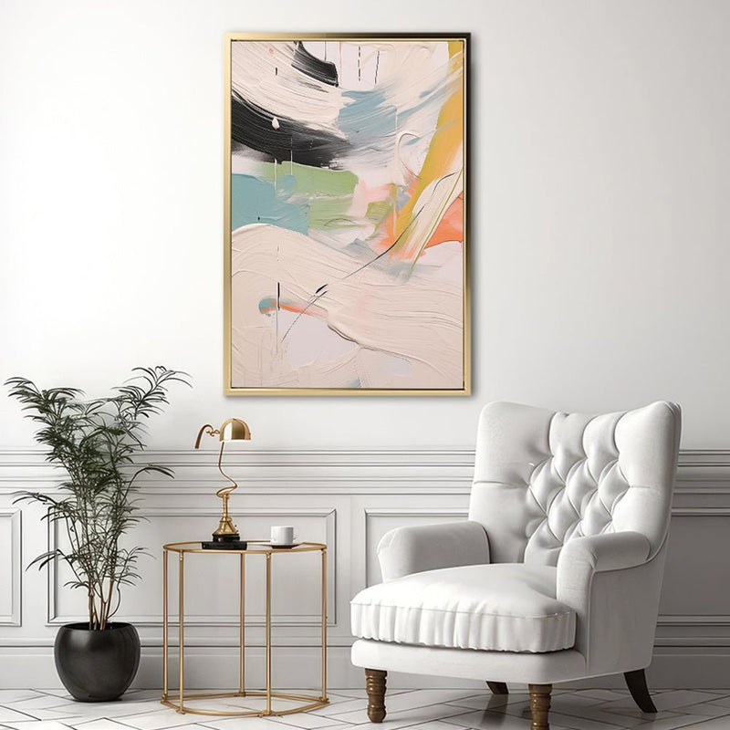 Canvas Wall Art Stretched Over Wooden Frame with Floating Frame and Mixed Colours Oil Painting CV4203 - Al Rugaib Furniture