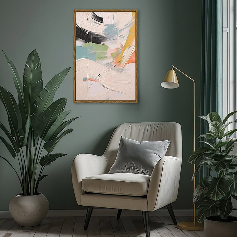 Canvas Wall Art Stretched Over Wooden Frame with Floating Frame and Mixed Colours Oil Painting CV4203 - Al Rugaib Furniture