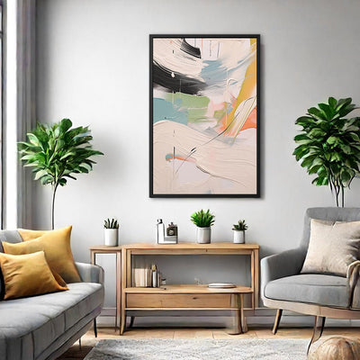 Canvas Wall Art Stretched Over Wooden Frame with Floating Frame and Mixed Colours Oil Painting CV4203 - Al Rugaib Furniture