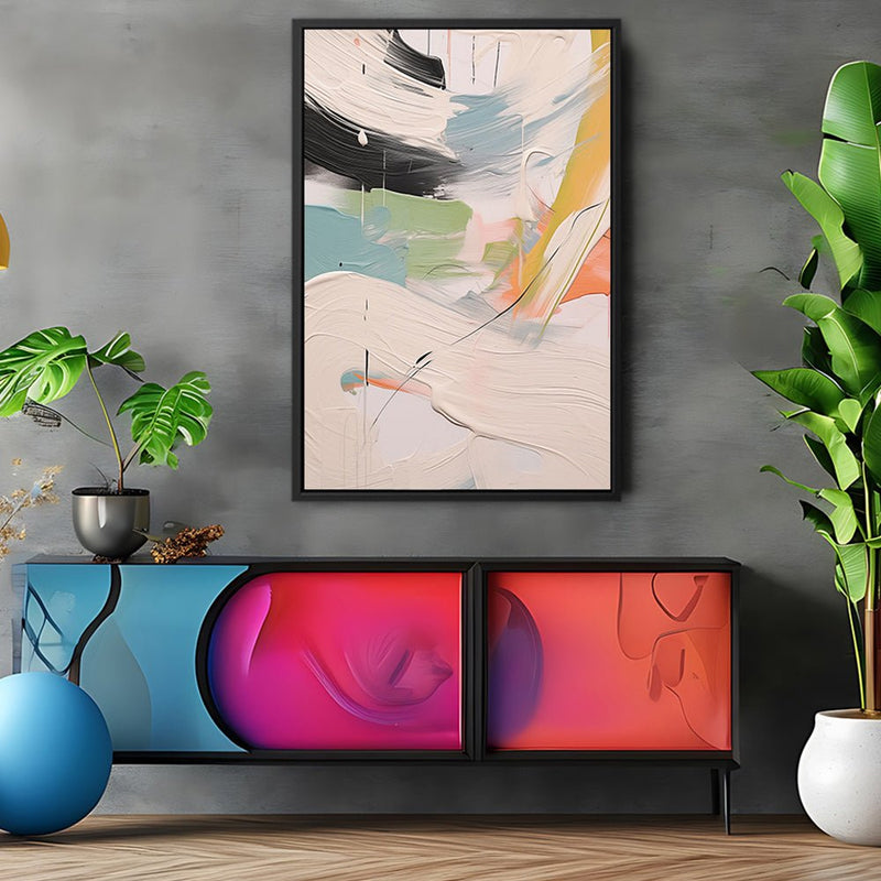 Canvas Wall Art Stretched Over Wooden Frame with Floating Frame and Mixed Colours Oil Painting CV4203 - Al Rugaib Furniture