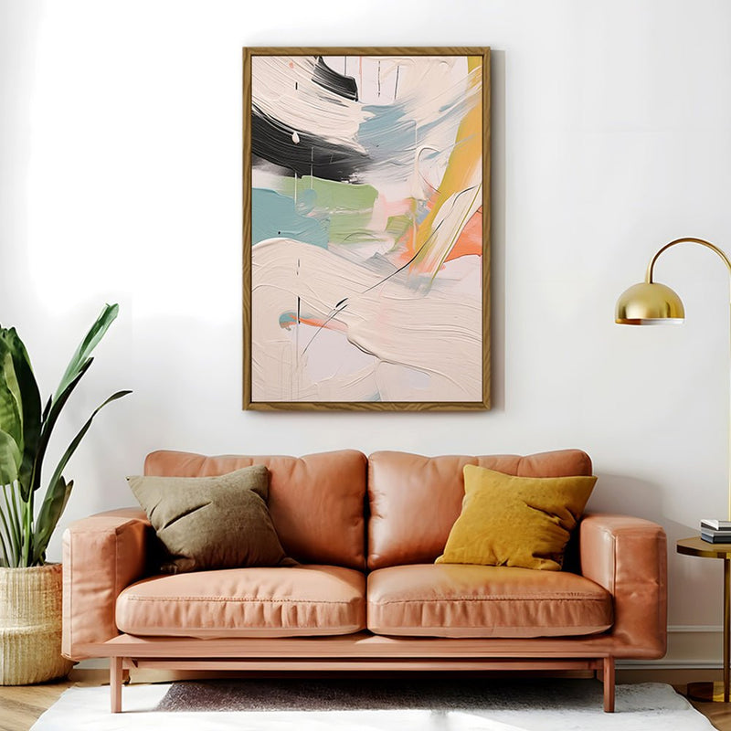 Canvas Wall Art Stretched Over Wooden Frame with Floating Frame and Mixed Colours Oil Painting CV4203 - Al Rugaib Furniture