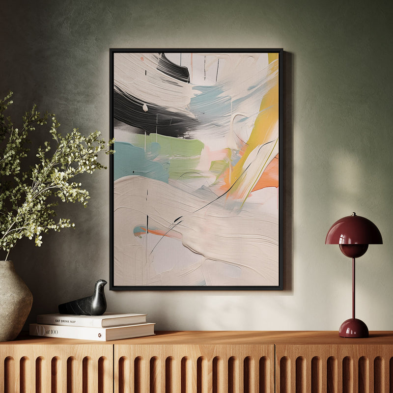 Canvas Wall Art Stretched Over Wooden Frame with Floating Frame and Mixed Colours Oil Painting CV4203 - Al Rugaib Furniture